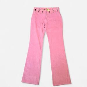 Nwt Vintage Max Studio Pink Grommet Corduroy Bootcut Flare Jeans Size 6